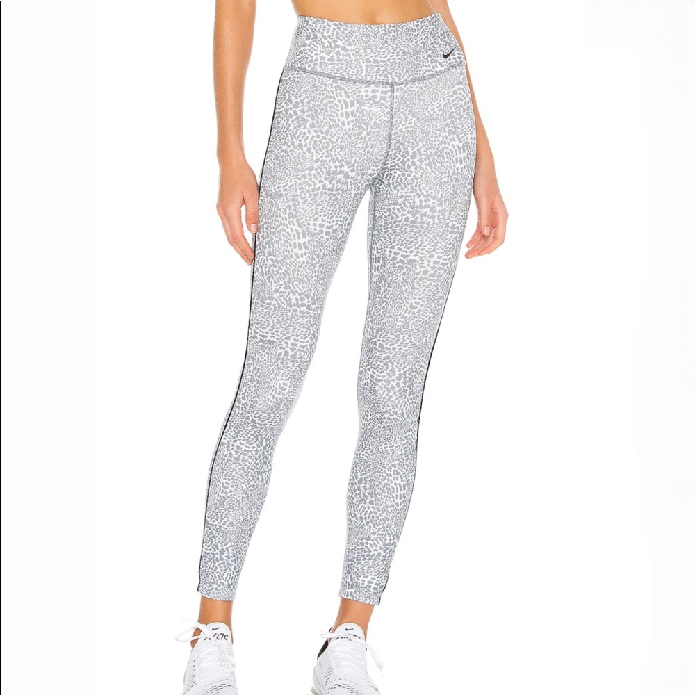 Revolve | Nike One 7/8 Mini Leopard Tight in Smoke Grey & Black